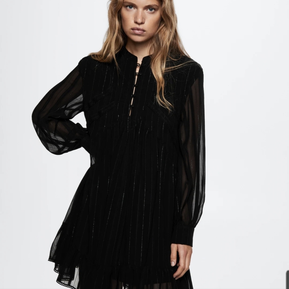 Mango black flowy dress size L